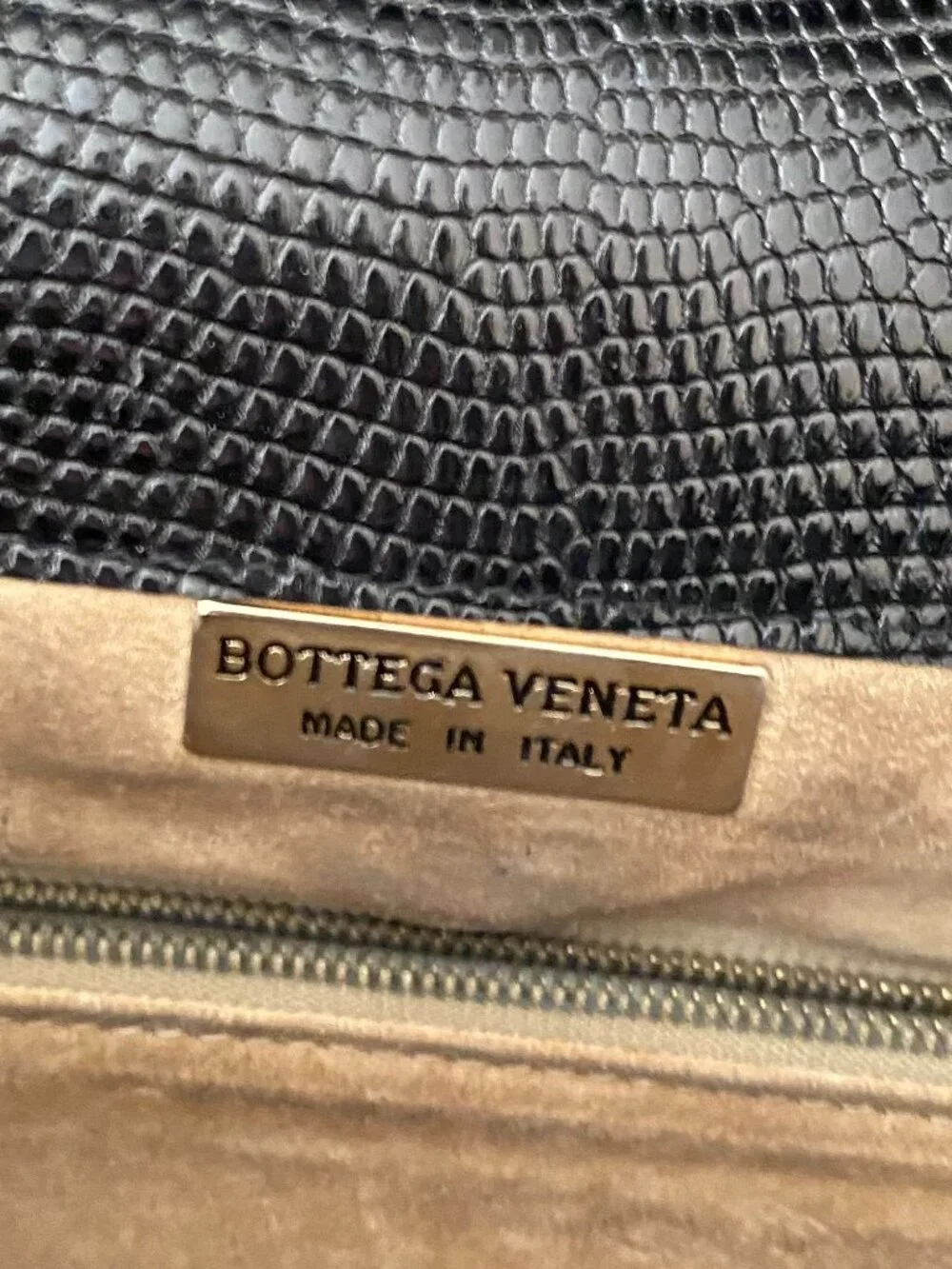 Vintage Bottega Veneta Brown Embossed Leather Clutch with Removable Strap